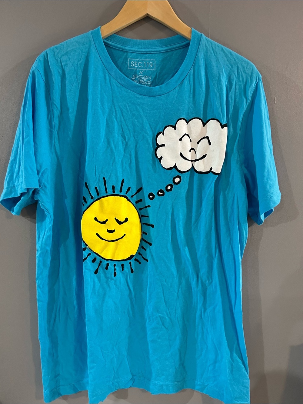 SEC.119 Jason Sturgill Bright Blue Sun & Cloud Graphic Tee